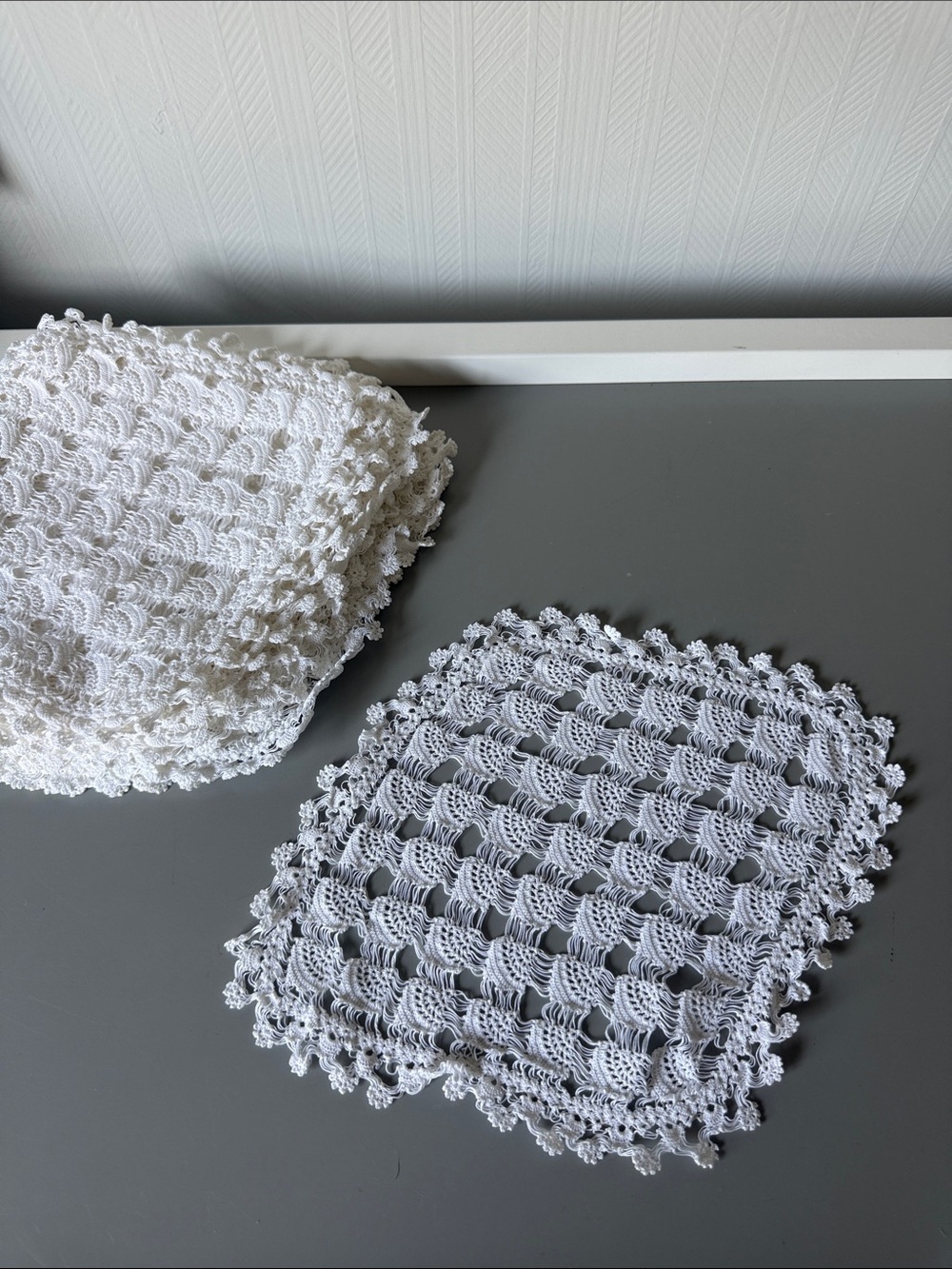 White Crochet Doily Set - Set of 15